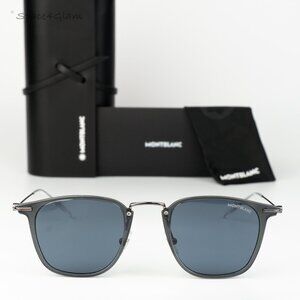 Montblanc Men Sunglasses Grey Ruthenium Blue Square MB0295S 003 NEW AUTHENTIC